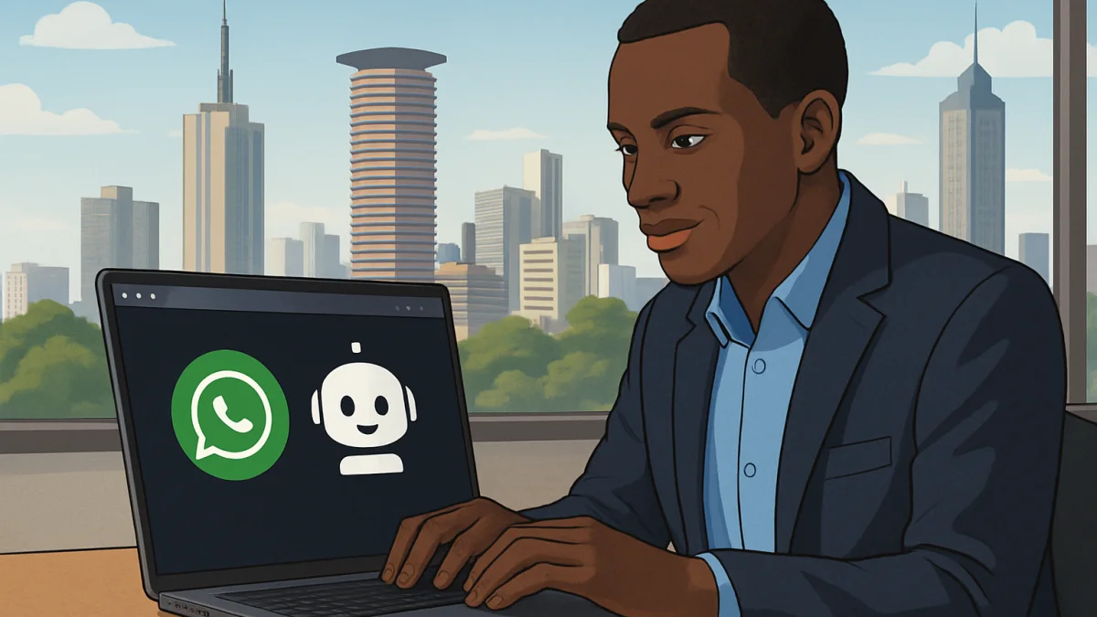 Kenyan developer working on AI chatbot integration with WhatsApp and web chat in Nairobi