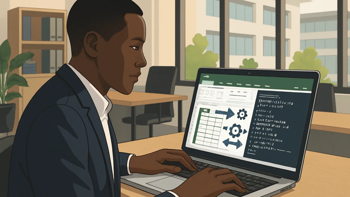Professional using Excel Automation in a Kenyan office setting