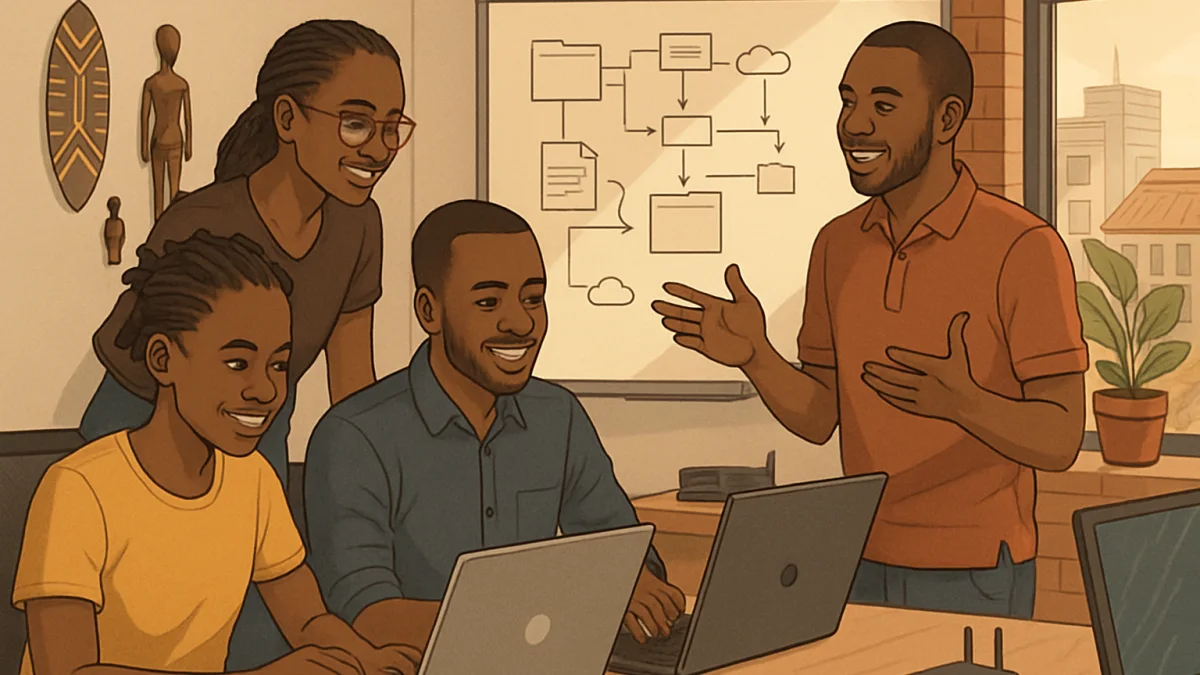 Kenyan software developers working on POC development in Nairobi office
