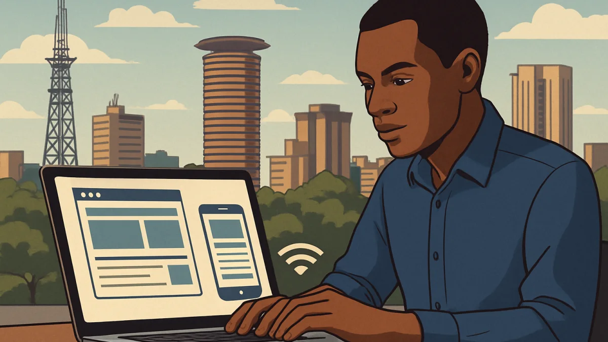 Web designer in Nairobi creating a mobile-friendly website optimized for Kenyan networks