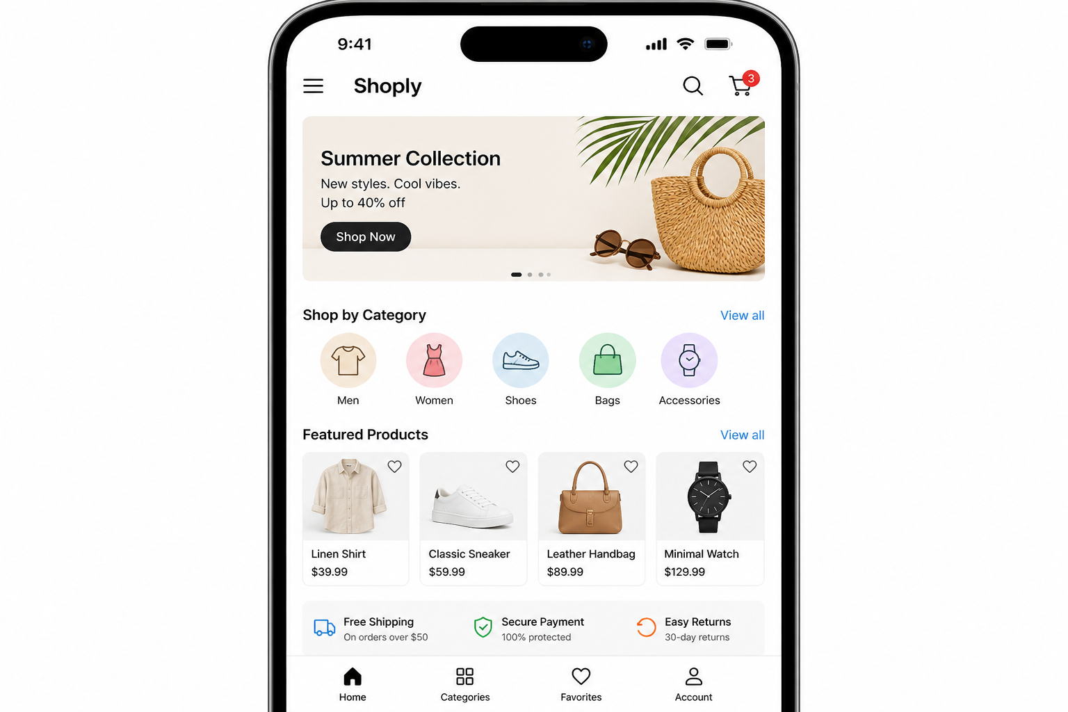 Shoply Commerce App — mobile app UI by Qaribuhub