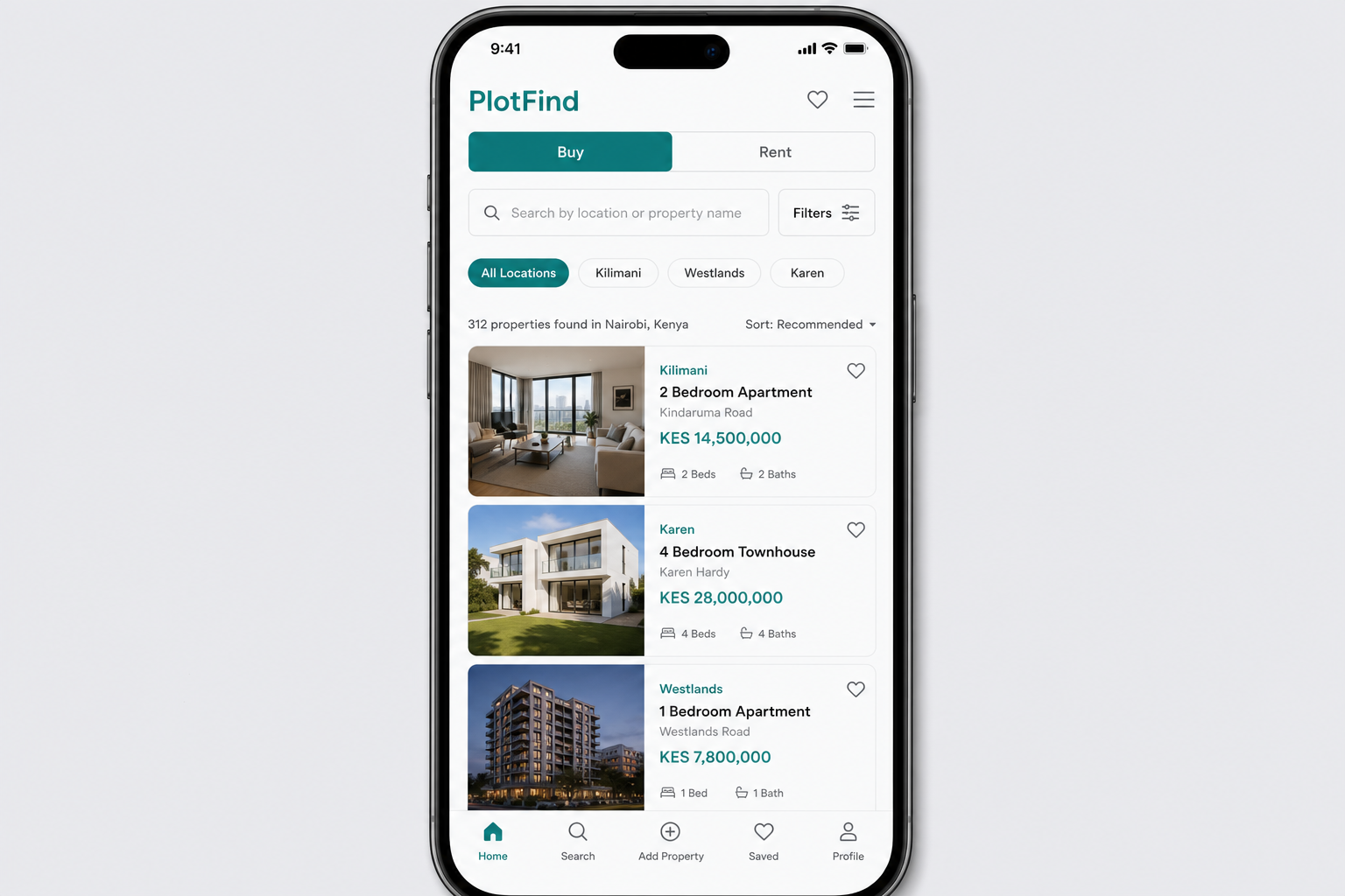 PlotFind Property — mobile app UI by Qaribuhub