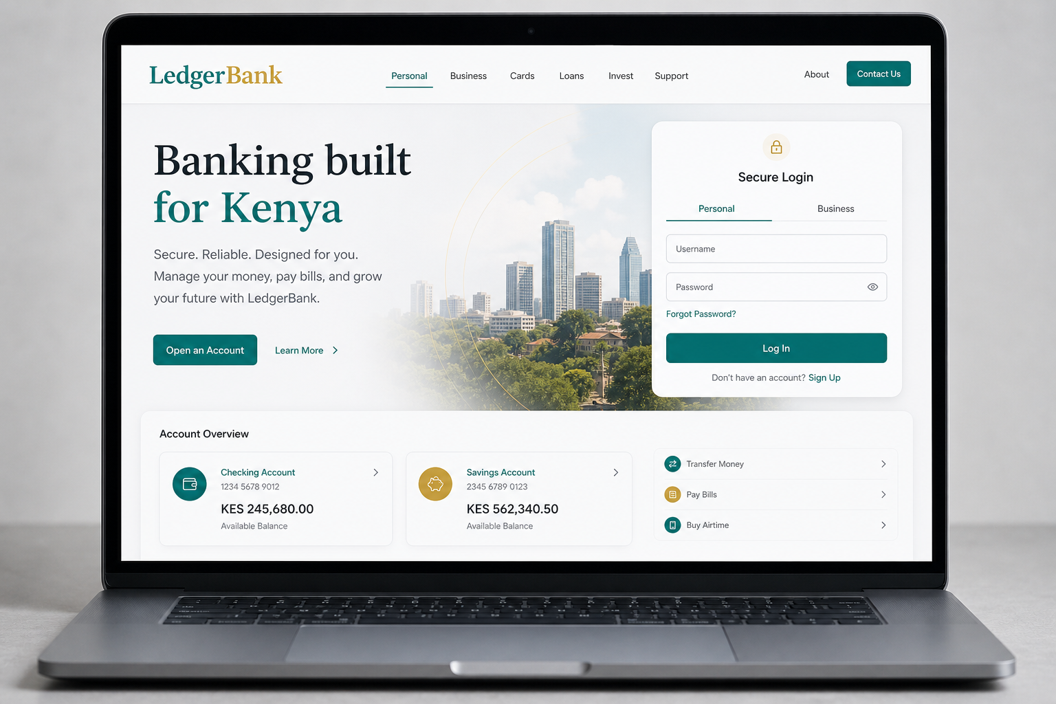 LedgerBank Digital — website UI by Qaribuhub