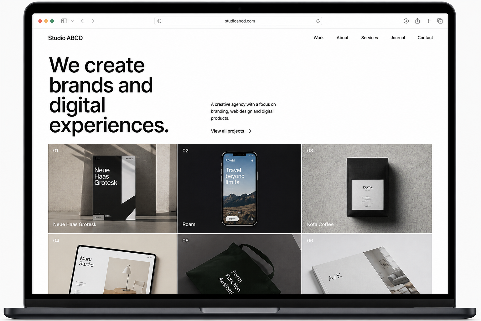 Studio Arc Portfolio — website UI by Qaribuhub