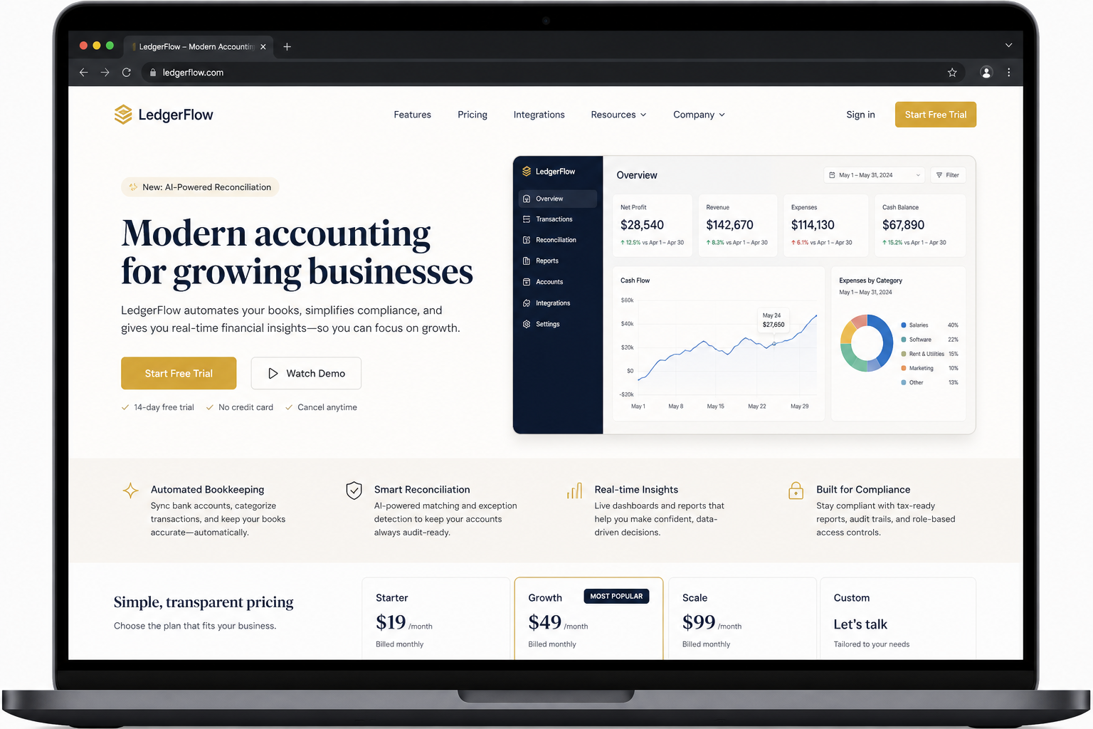 Launchpad SaaS Landing — website UI by Qaribuhub