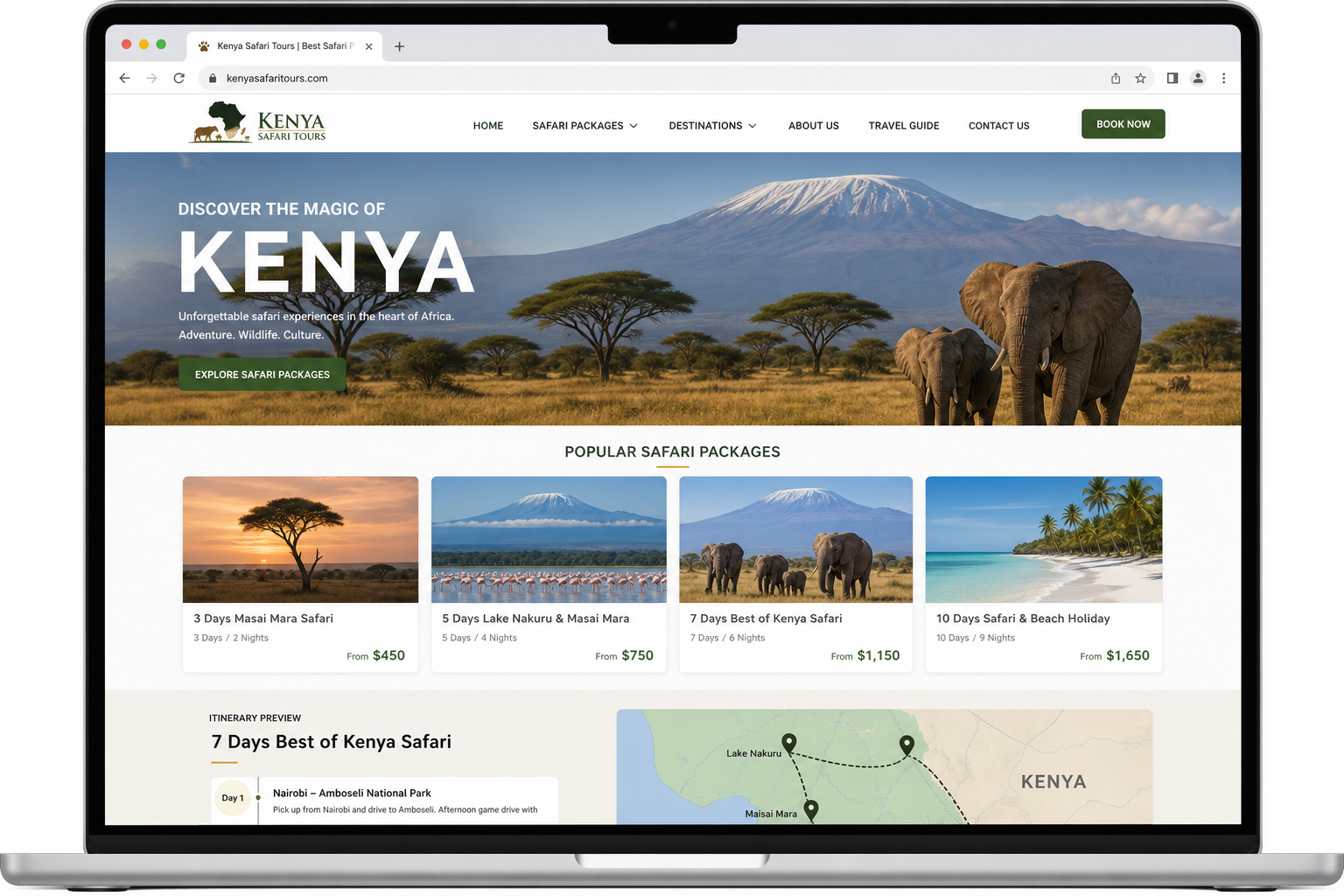 Horizon Safaris Website — website UI by Qaribuhub